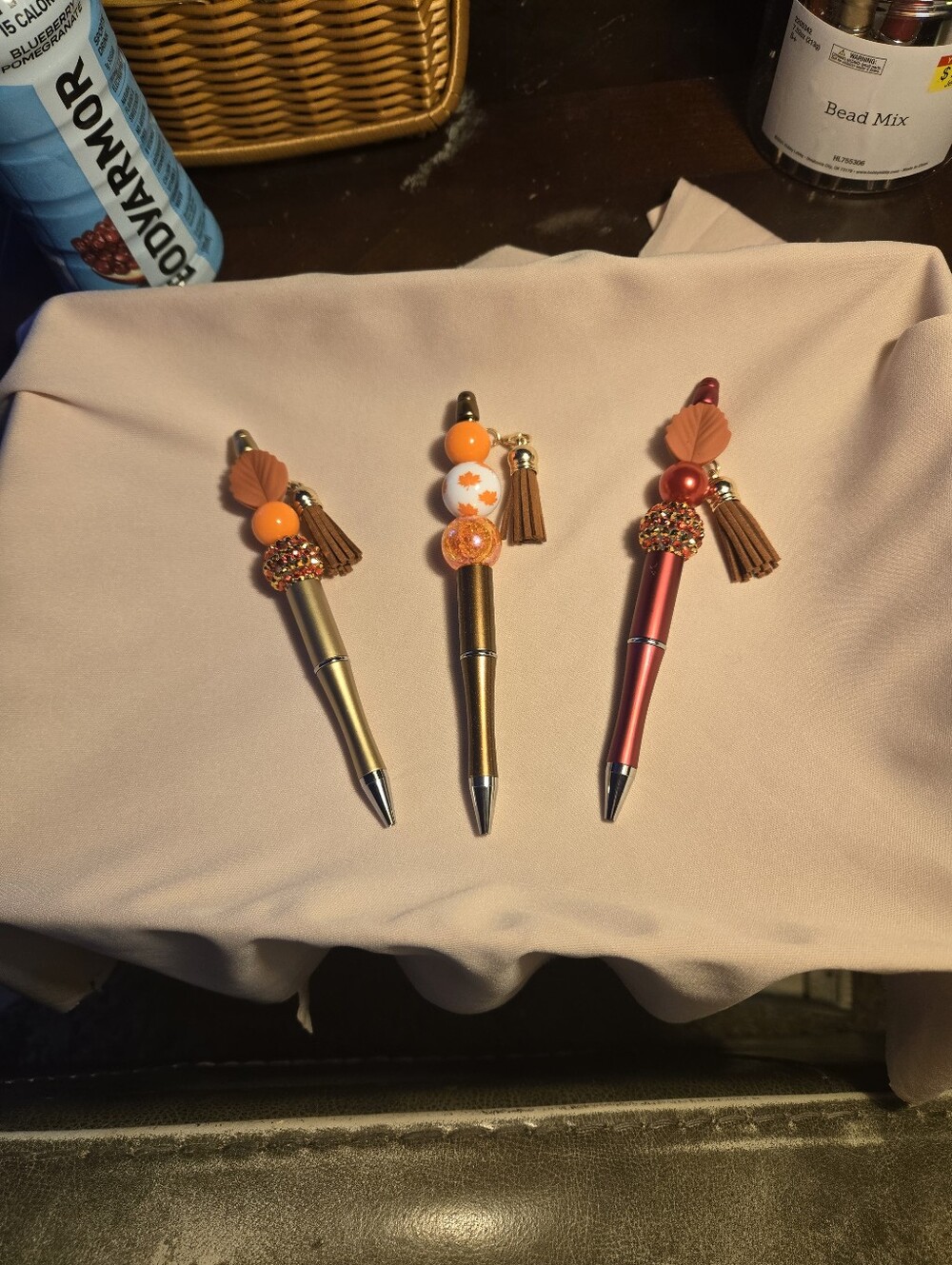 Decorative Orange Beaded Tassel Pen - Unbranded